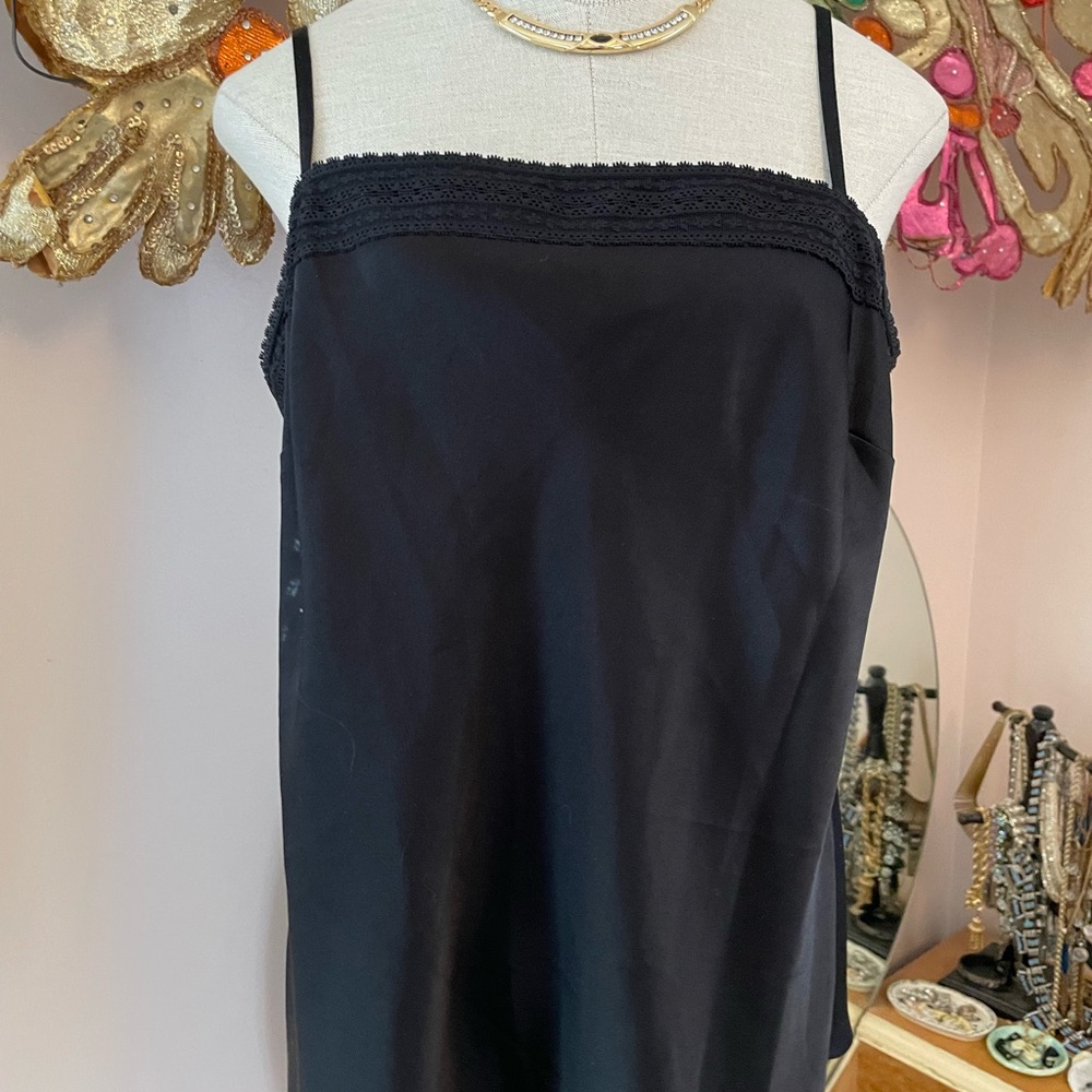 Black w Lace Trim Camisole Lingerie Straps Lined